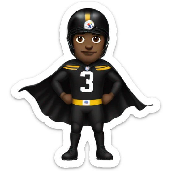 Jack Hamm Pittsburgh Steelers player in helmet and uniform with black cape. sticker