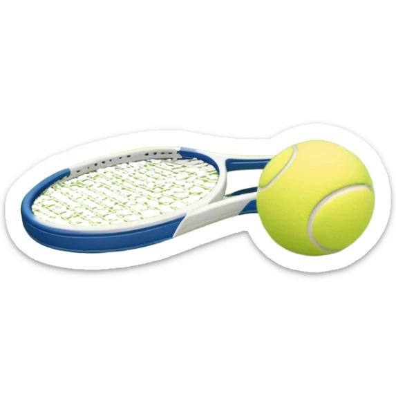 grass court, with the lines of the court clearl with visible in the background. A tennis racket and ball/ The scene captures the essence of the sport, highlighting the equipment and the vibrant, open atmosphere of a tennis match sticker
