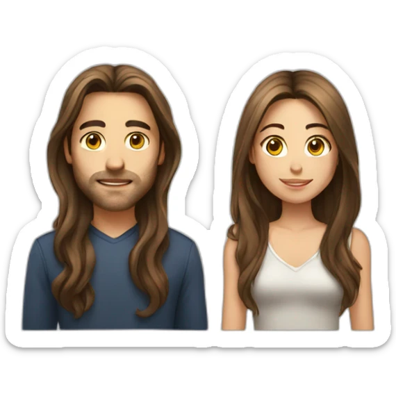 Men with Long hair and girl with brown Hair sticker