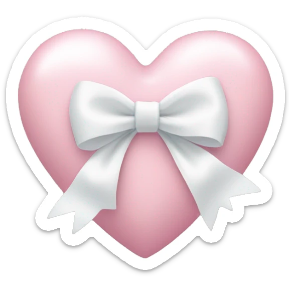 Pastel pink heart with white bow sticker
