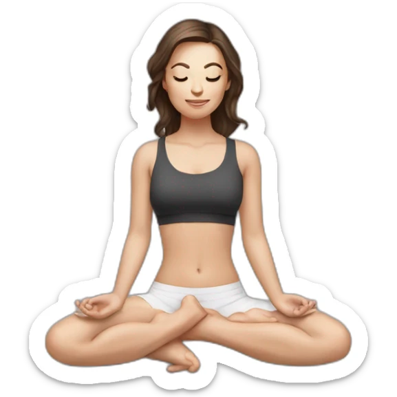White girl brunette hair in Malasana yoga sticker