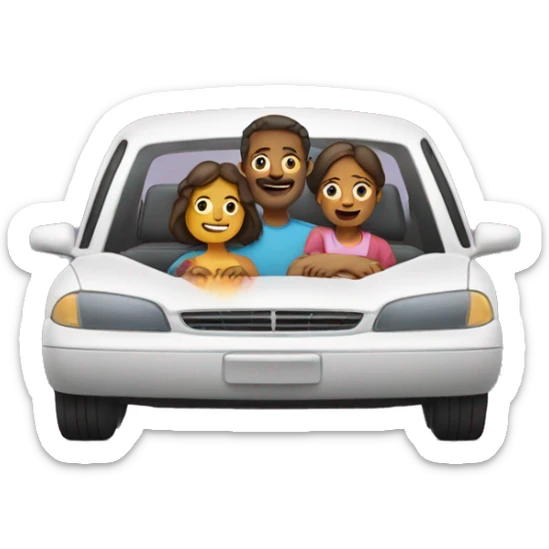 father and mother and a kids in a car sticker