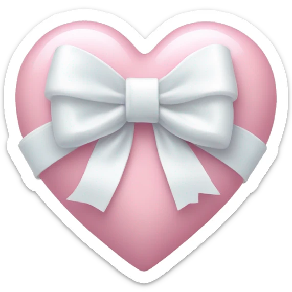Pastel pink heart with white bow sticker