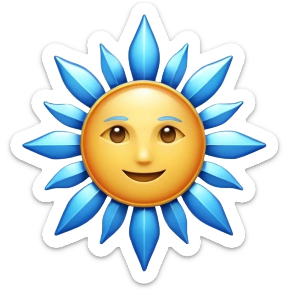 Verified badge with the body of a Sun ☀️ make the color blue and make sure they is no cartoon in it sticker