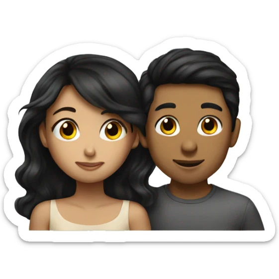 boy with black hair Kissing Brown hair girl sticker
