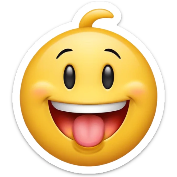 smiley face with wide, off-center eyes, tongue-out, goofy and playful, clumsy vibe sticker