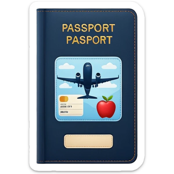 passport with visible airplane tickets, Apple emoji style, colors #173e12 and #c1a793, no text, minimalist sticker