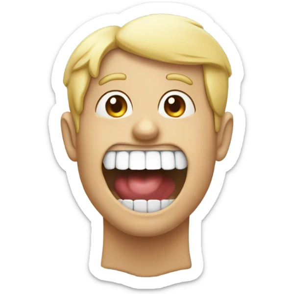 a guy with a 1 tooth in the middle and his gums are in the middle of his mouth sticker