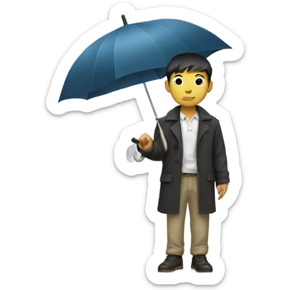 Stylish Asian boy holding umbrella sticker