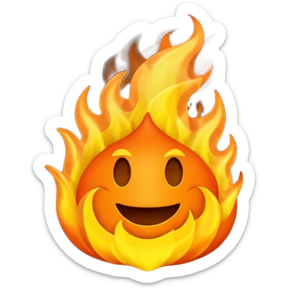 el simbolo de fuego como dibujito animado que tenga en la mano un telefono sticker