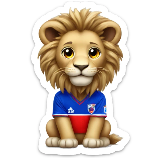 Baby lion with Universidad de Chile soccer team jersey U sticker