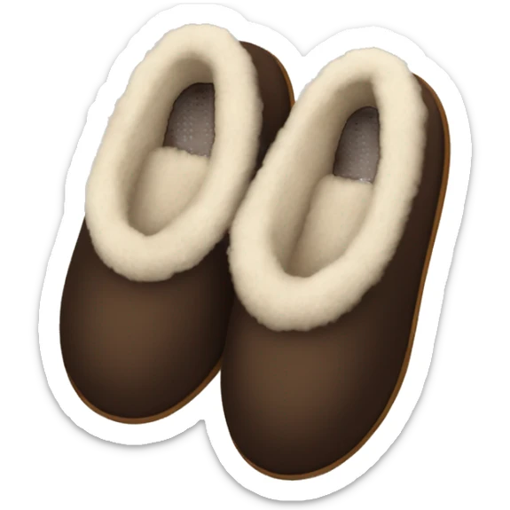 Dark brown slippers with fur sticker