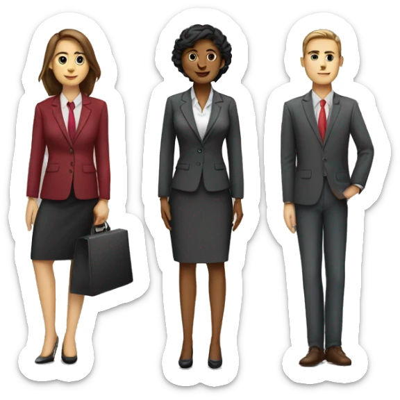 A leadership team of 5 people with different genders and cultures in semi-formal business clothing sticker