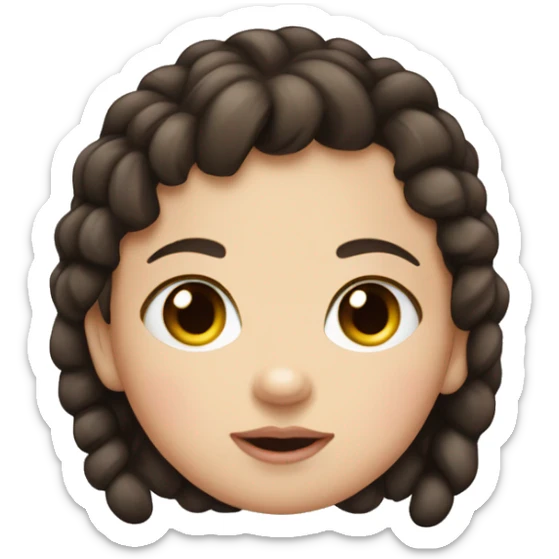 White little brown-eyed baby with dark hair, two pigtails, plump lips sticker