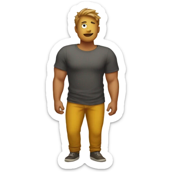 a human Groq that we see in full with his belly sticking out of his t-shirt sticker