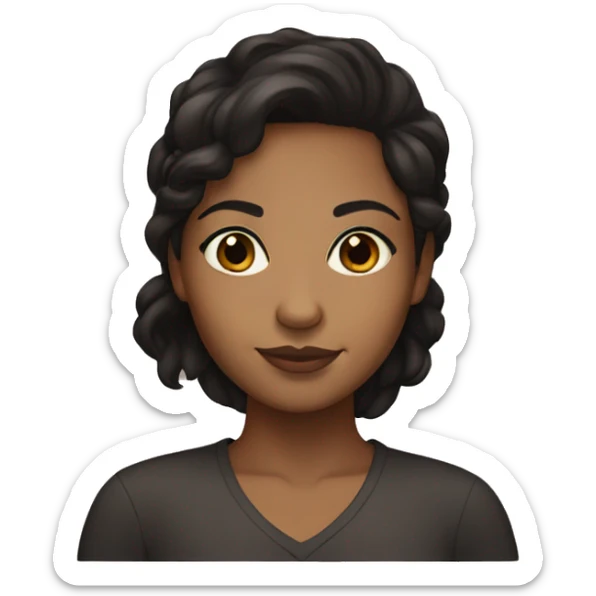 brown girl with light brown skin and black hair with brown eyes sticker