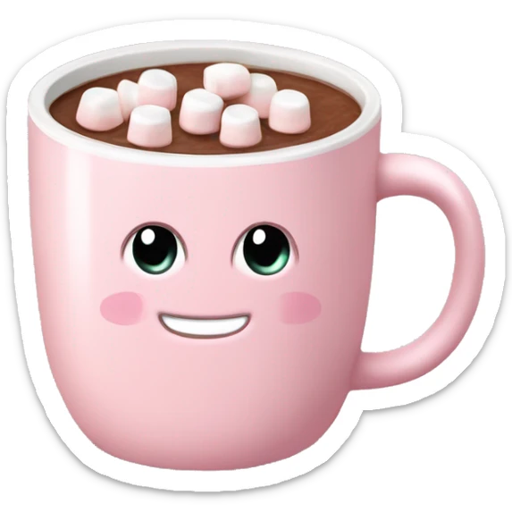 Light Pink mug of hot chocolate with marshmallows  sticker