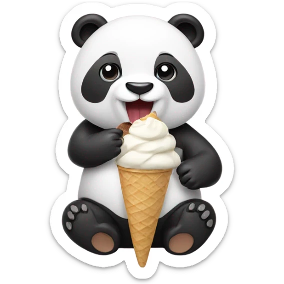 Panda eating ice cream sticker