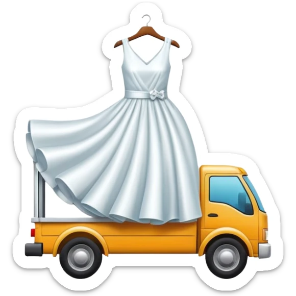 delivery truck carrying a dress, fashion logistics theme sticker