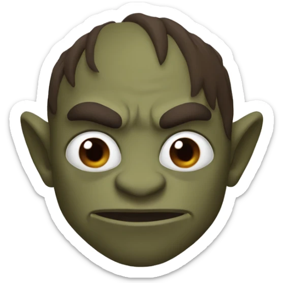 Brown Orc with a white palm on his face from the Lord of the Rings shows a heart sticker