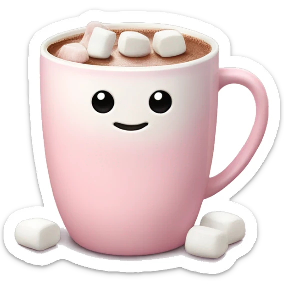Light Pink mug of hot chocolate with marshmallows  sticker