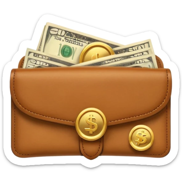 Aviator money emoji, wallet full of cash, casino vibe, premium 3D emoji style, clean, no background
 sticker