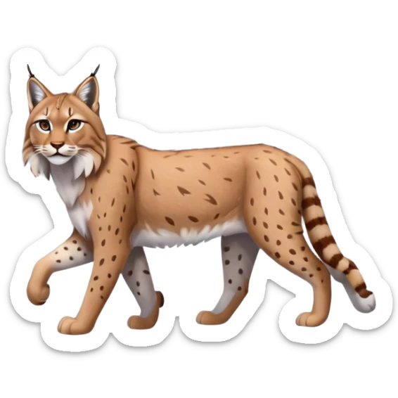 Eurasian Lynx walking in the snow beautiful aesthetic, snowy ground, snow falling around, wooden pine trees in the background, full aesthetic scenic image scenery realistic photo realism sticker