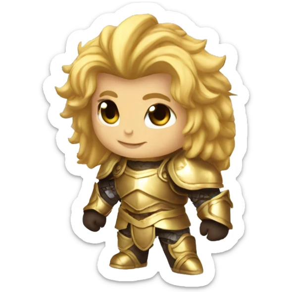 leonin paladin with gold armor an golden blonde hair sticker
