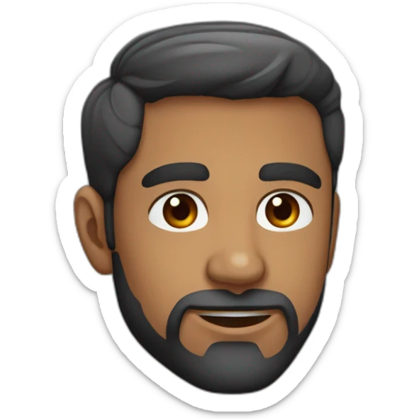  barba y pelo negro con canas , moreno claro, nariz mediana , ojos grandes sticker