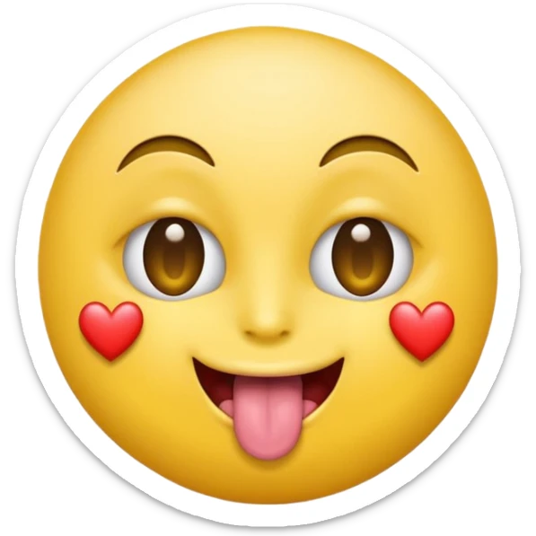 round Emoji with heart-shaped eyes, inside the heart eyes there are are dollar signs, and the emoji is sticking out its tongue. sticker
