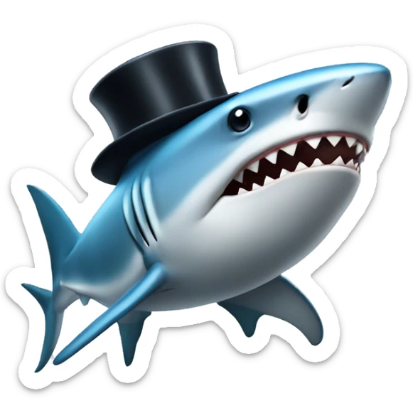 Shark with a top hat sticker