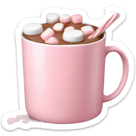 Light Pink mug of hot chocolate with marshmallows  sticker