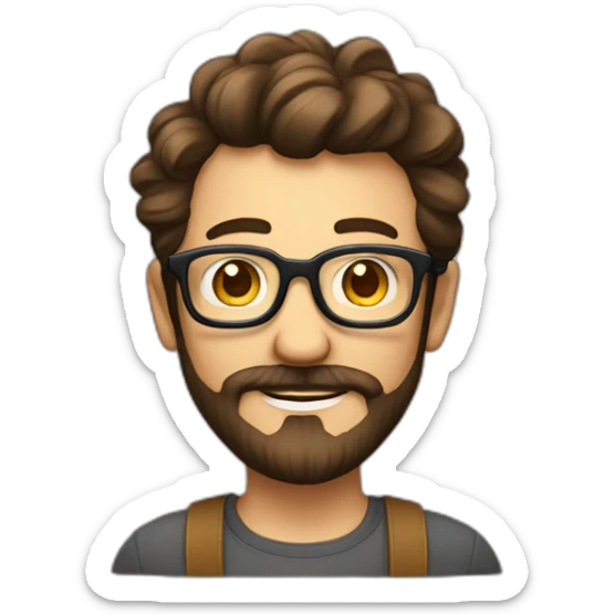 Geek avec des lunettes et cheveux brun avec un tous petit peu de barbe sticker