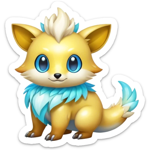 Cute cool shiny colorful fantasy animal hybrid Fakemon full body sticker