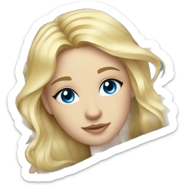 A blonde hair, blue eyed girl laying on a blue carpet sticker