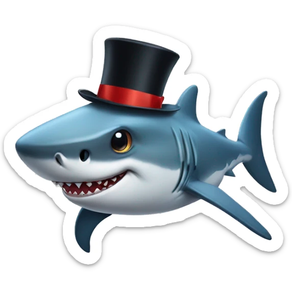 Shark with a top hat sticker