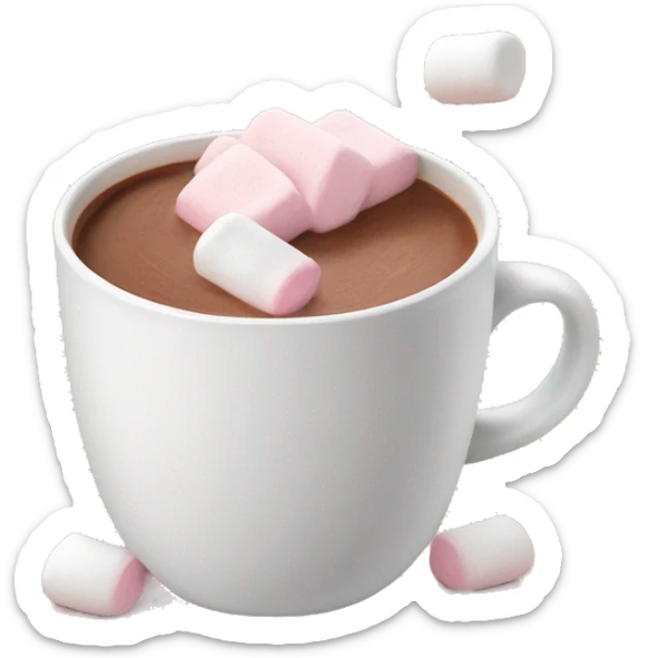 Light Pink mug of hot chocolate with marshmallows  sticker