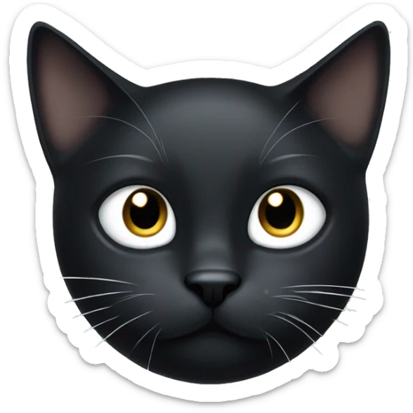 Black cat with white spot under chin, and a white spot on top of its head, and its right eye is missing  sticker