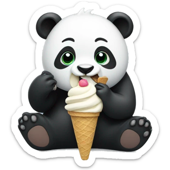 Panda eating ice cream sticker