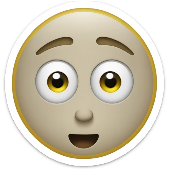 Jellow circle dot like an emoji but hallway the face turned to the side you can see two eye judjing your behaviour with a serious expression mouth  sticker