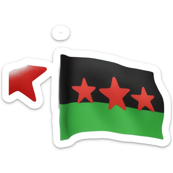 Flag with green On top white in the middle with theee red stars and black in the bottom sticker
