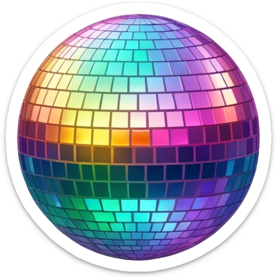 Iridescent big giant glistening glossy sparkly shiny glittery disco ball  sticker