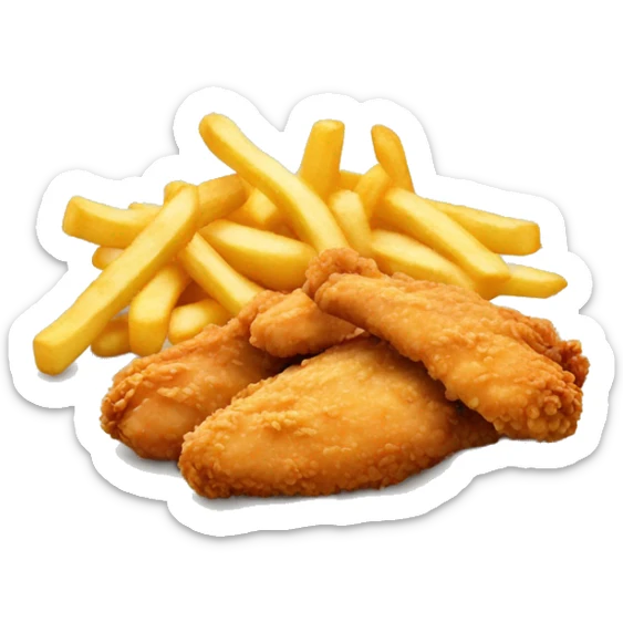 Chicken tenders, honey mustard, and French fries sticker