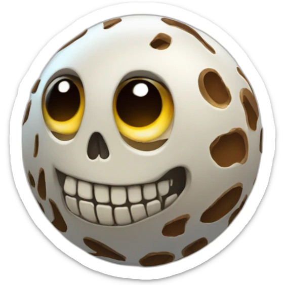 3d sphere with a cartoon Skeleton Horse skin texture with big beautiful eyes sticker