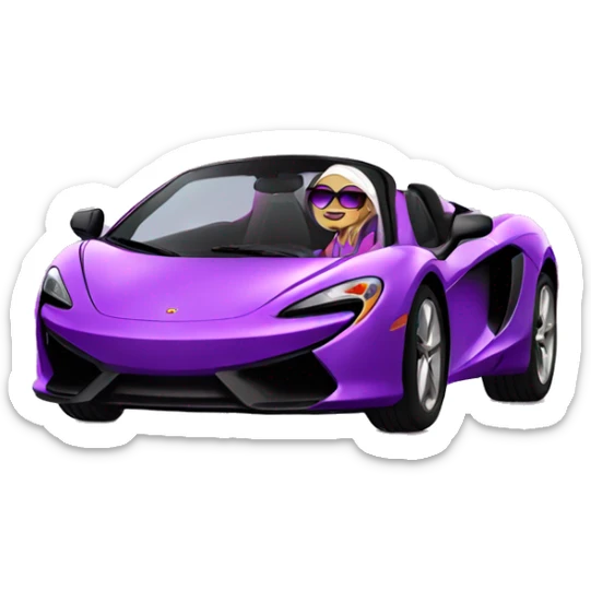 Latin girl with sunglasses sitting in a purple McLaren  sticker