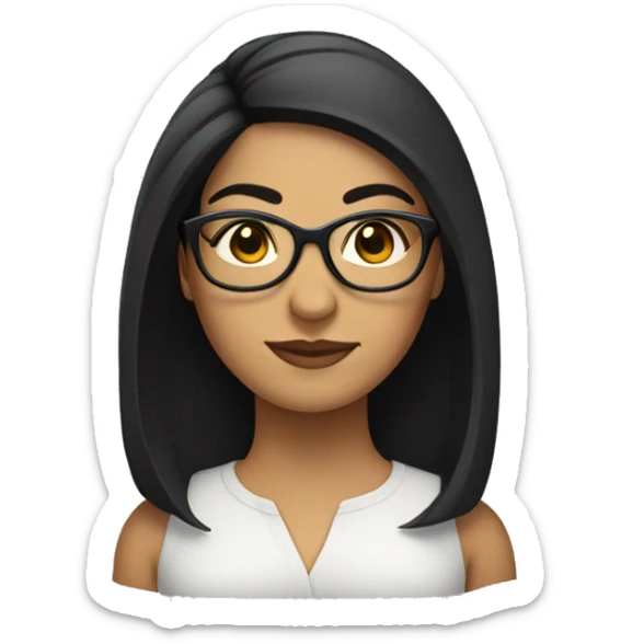 Hispanic woman with short straight black hair and glasses and round face sticker
