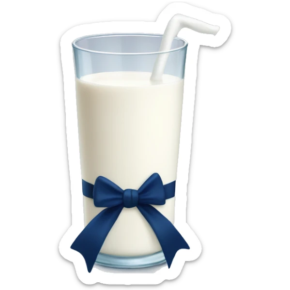 Glass of milk with a navy blue bow wrapped around the glass  sticker