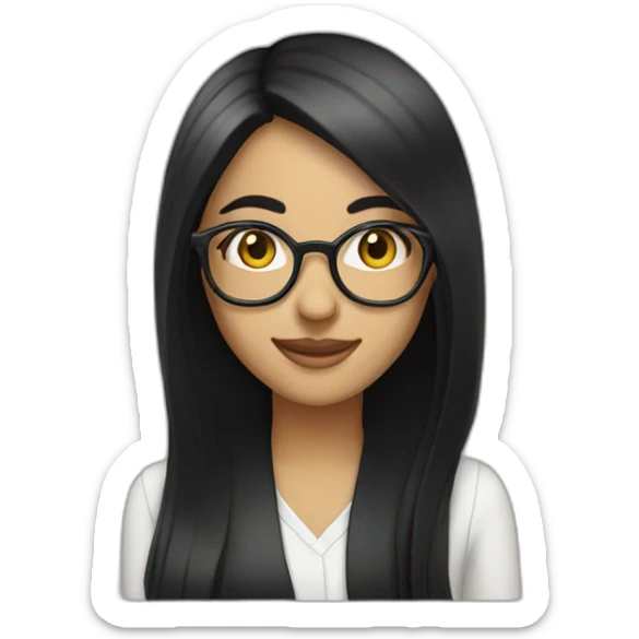 Arabe girl With glasses long black straight hair smile sticker