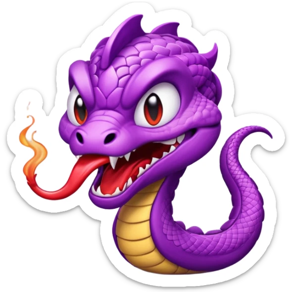  i want a animated emoji with the text "'Lil Viper Mad" with an angry but cute little purple viper spitting sticker