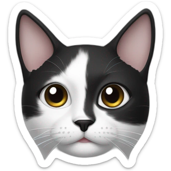 Black and white cat with black in forehead ears and outside of eyes, but white inside with black dots around mouth. White belly sticker